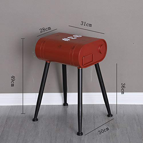 Footstool Metal Petrol Barrel Shape Creative Vintage Footrest Stool Multifunctional Portable Bar Stool for Clothing Shop Cafe Restaurant Red