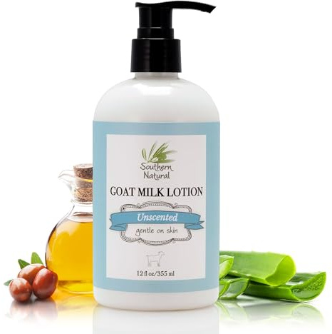 Southern Natural Goat Milk Lotion – Nourishing Face, Body & Hand Moisturizer for Dry & Sensitive Skin - Hydrating Cream, Gentle Skincare for Soft & Smooth Feel - Unscented 12oz