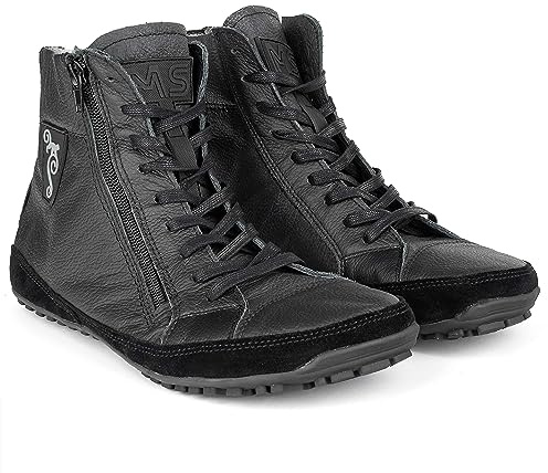 Magical Shoes Barefoot Lined Winter Boots for Men and Women - Minimalist Lace-Up Half Boots, Leather Shoes, Alaskan X Black, 10.5 UK