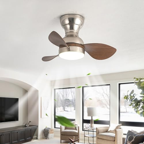 Vardagsrum Liten Takfläkt Med Belysning Vändbar Tyst Takfläkt Med Ljus Och Fjärrkontroll 6-växlad Modern Lampa Med Takfläkt Timer Sovrum Takfläktar Med Lampor Vardagsrum-Dark wood