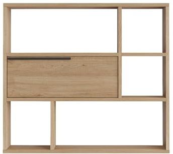 Rebecca Mobili Scaffale Pensile, Libreria Sospesa, Color Rovere Grigio Scuro, Truciolato, con 6 Scomparti, Design Moderno - Misure HxLxP: 81 x 90 x 22 cm - Art. RE7084