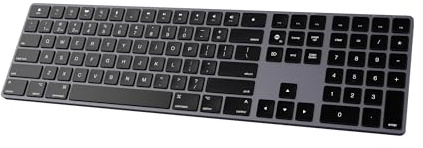 Bluetooth Slim Keyboard for Mac, Aluminum Rechargeable Keyboard Wireless, Low-Profile Silent Flat Key Compatible with Apple iMac, MacBook, Mac and iOS, Full Size - Space Gray