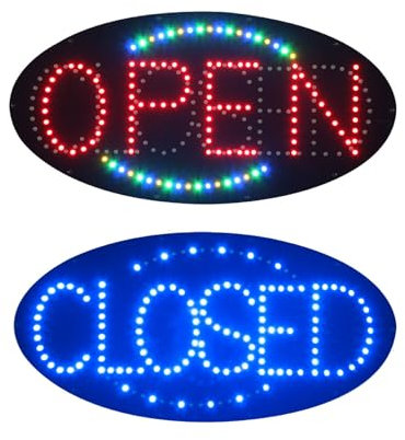 Panneau Ouvert À LED 24 X 48 Cm, Panneau Ouvert À LED Super Lumineux, Flash Ouvert/Flash Fermé/lumière Fixe 3 Modes, Haute Visibilité Et Luminosité, Faible Consommation D'énergie,