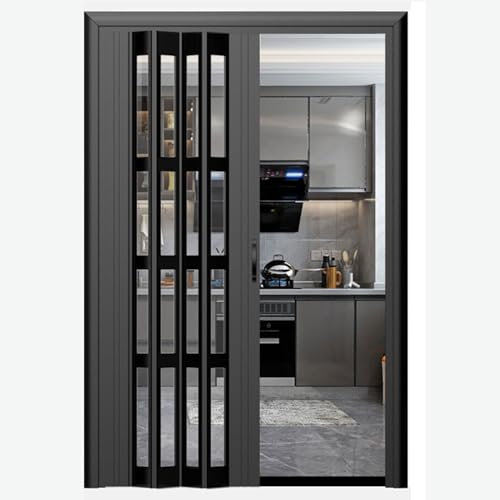 Porte Accordéon Interieur Intérieur Placard de Cuisine Portes Pliantes 51-203 Cm de Largeur, Cadre en Aluminium et Acrylique Transparent Porte Accordéon, Porte Coulissante Porte Paravent de Séparation