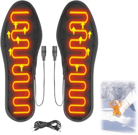Umllpet Beheizte Einlegesohlen, Beheizbare Sohlen, Wiederaufladbare Thermosohlen für Herren und Damen, USB-Fußwärmer, Waschbar für Wandern, Angeln, Arbeiten im Freien (41-42)