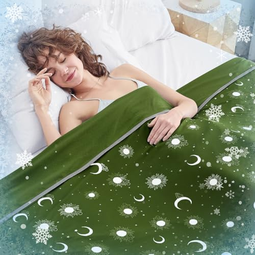 inhand Cooling Blanket - Cooling Blankets for Hot Sleepers -Decorative Lightweight Breathable Summer Cold Blankets for Sleeping Night Sweats to Keep Cool-(90x90) Wild Fern Green