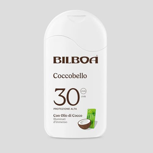 Bilboa Coccobello Latte Solare SPF 30, con Olio di Cocco, Illuminati d’Immenso, Resistente all'Acqua, 200 ml