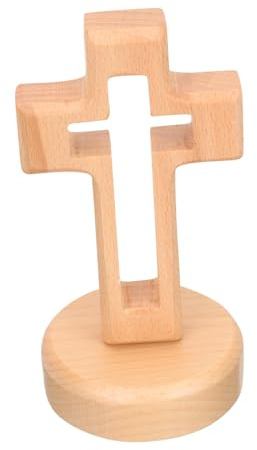 VICASKY Kreuz Holzkreuz Christliche Deko Kruzifix Grab Kreuztisch Zum AufhäNgen GebetswüRfel Taufe Wand Holz Kruzifixe Figur Standkreuz Tischkreuz Stil Desktop Ornament Schlafzimmer Wohnzimmer