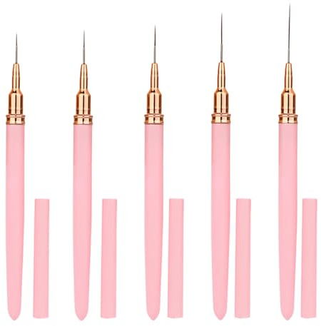 WAONIQ 5 stycken nagelpenslar, nagelpenslar, eyeliner-pensel, nagelkonst, penselset, liner, penselset, nagelborstar, målningspenna med fina nylonborst i storlekarna 7 mm, 9 mm, 11 mm, 15 mm och 25 mm