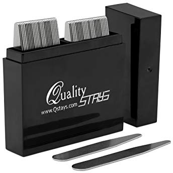 50 Metal Collar Stays for Men's Dress Shirts – 2 Sizes (26 x 2.5, 24 x 2.75) in Divided Box