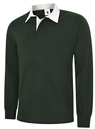 Uneek clothing UC402 - Maglietta da Rugby Classica (280 g/m²), Colore Verde Bottiglia, Taglia M