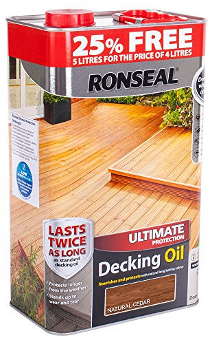 Ronseal RSLUDONC4LAV Ultimate Protection Decking Oil Natural, Cedar, 5 Litre