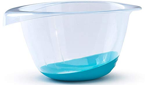 Whitefurzee Large & Small 6 Litre - 2 Litre Plastic Mixing Bowl Non Slip Base BPA Free Bowls (Teal Base, 6 Litre)