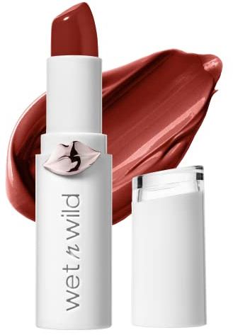 wet n wild Mega Last High-Shine Lipstick Lip Color, Infused with Seed Oils For a Nourishing High-Shine, Buildable & Blendable Creamy Color, Cruelty-Free & Vegan - Crimson Crime
