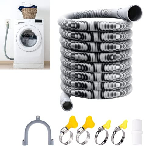 Hahhhha Washing Machine Hose Extension Thickened Universal Washing Machine Dishwasher Drain Waste Hose Extension Kit Home Laundry Room Bathroom Washing Machine Drain Hose Waste Pipe Hoop(size:5m)