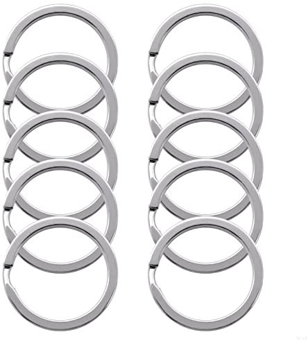 TITECOUGO 30mm KeyRings Keychain Stainless Steel Flat Split KeyRing Circular Keychain Hoops Keyring Loop Keyring Connector 10 PCS