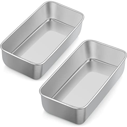 Herogo Lot de 2 moules à pain, rectangulaires, en acier inoxydable, 23,5 x 12,5 x 6 cm, pour toast, pain, gâteaux, sains et durables, passent au four et au lave-vaisselle