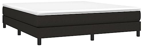 vidaXL Cadre de Lit à Ressorts, Lit Rembourré avec Pieds, Lit Double avec Sommier à Lattes, Lit Adulte de Chambre à Coucher, Moderne, Noir 160x200 cm Tissu