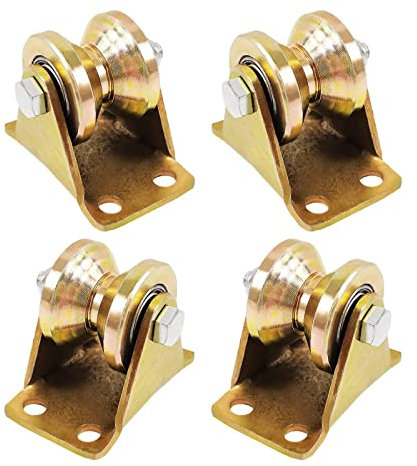 FLOTRUTE 4 Stück Umlenkrollen für Seile, V-Nut-Stahl-Lenkrolle, Seilrollen, Schwerlastrollen, für Wäscheleine, Flaschenzugsystem, Industriemaschinen, Rolltore, Invertierte, Umlenkrolle Seil(30mm)