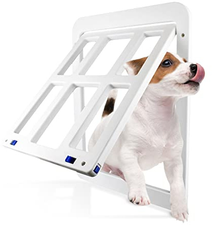 PETCUTE Hundlucka automatisk kattlucka, hundlucka med magneter, husdjurslucka för flugnät, hållbar, husdjursdörr med säkerhetstopp, enkel installation för katter/hundar
