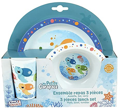 FUN HOUSE Min lilla karapeut uppsättning måltid med en platt sits Ø 22 cm, en hårig sits Ø 16 cm och ett glas 220 ml för barn