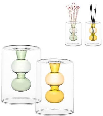 Lot de 2 flacons diffuseurs vides en verre pour aromathérapie, accessoires de parfum, vase hydroponique pour fleurs