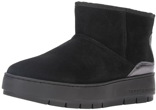 Tommy Hilfiger Stivaletti da Neve da Donna in camoscio Metallizzato Fw0fw07850, Black, 41 EU