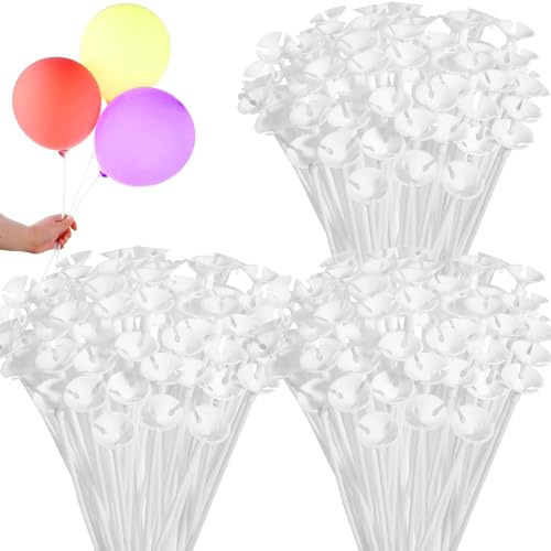 GBACHOOSE 300PCS Plastic Balloon Sticks 12 inch Balloon Sticks with Cups, Balloon Holder Sticks Balloon Sticks with Holders for Party and Wedding Decoration