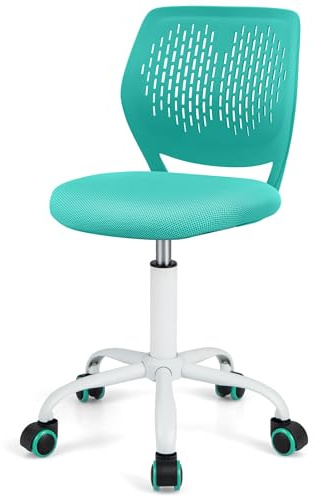HONEY JOY Kids Desk Chair, Children Study Chair w/Adjustable Height, Low Back, Swivel Rolling Mesh Task Student Seat, Kids Computer Chair for Teens Girls Boys Home/School/Office (Turquoise)