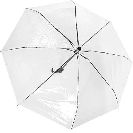 Ejoyous Transparent Umbrella, Elegant Transparent Umbrella, Folding Umbrella, Transparent Pocket Umbrella with 8 Ribs, Automatic Umbrella, for Partner Umbrella, Wedding Umbrella, Golf Umbrella, S