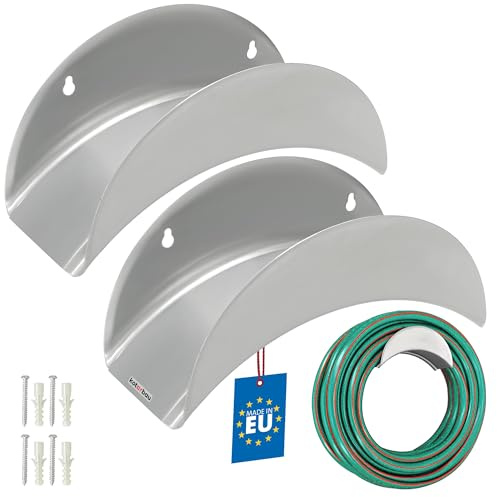 KOTARBAU® 2 Pezzi Supporto da Parete per Tubo 275 x 113 mm, in Acciaio, Supporto da Parete per Tubi da Giardino, Appendiabiti per Tubi da Giardino, Supporto per Tubi da Giardino in Metallo