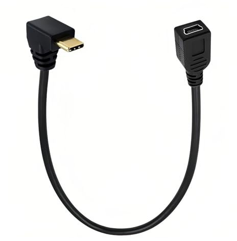 OMCGG Mini USB to Type C Cable, 90 Degree USB 3.1 Type C Male to Mini USB Female Adapter Compatible with MacBook Chromebook Pixel for HERO HD Digital Cameras Syncing Charging Devices