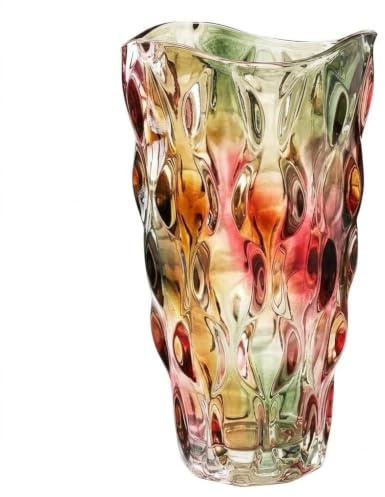 CEMABT 9.5inch 3.4 lb Glass Vases for Flowers Unbreakable Thickened Morden vase for Tables Centerpieces,Colorful,Vintage and Clear Rose Large Flower vases for Bouquet Unique Gifts (Rosa Colorful)