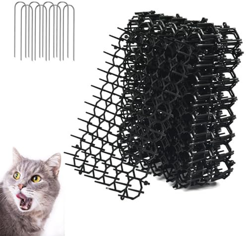Alfombrilla Anti Gatos, Pinchos Anti Gatos, 20 x 15 cm Pinchos Anti Gatos, Mallas Antigatos Jardin, Alfombrillas, para Interior y Exterior Mantiene, 8 Piezas, con 8 Anclajes al Suelo