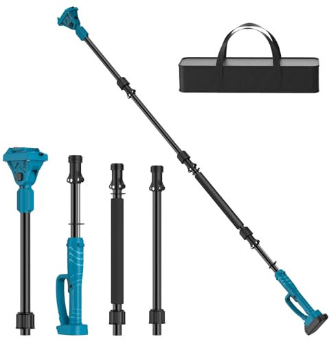 Élagueuse sans fil 3 en 1 - Mini tronçonneuse et élagueuse sans fil - Sans batterie ni chargeur - Scie d'élagage électrique avec manche télescopique et système d'huile automatique (bleu)