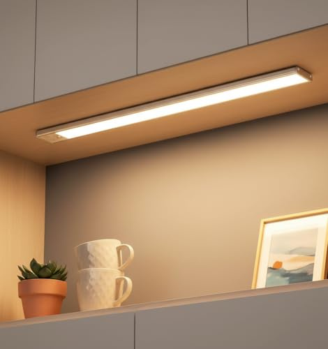 Luce Armadio LED con Sensore, Lampada Guardaroba Luce da Esposizione USB, Led Sottopensile Dimmerabile, Luci Notturne LED Armadio Senza Fili, Lampada Magnetica per Cucina Garage Corridoio (Argento)