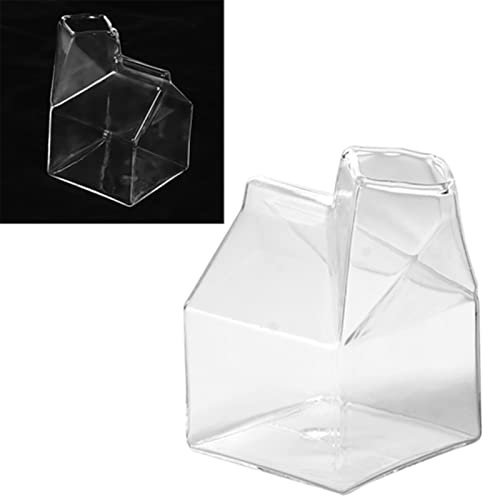 SUNGOOYUE Mini Tasse de Lait en Verre Transparent avec Conception de Carton, capacité de 250 Ml, Simple et élégante, Facile à Nettoyer, adapté au thé, au café et au Lait, à la Maison et au Bureau