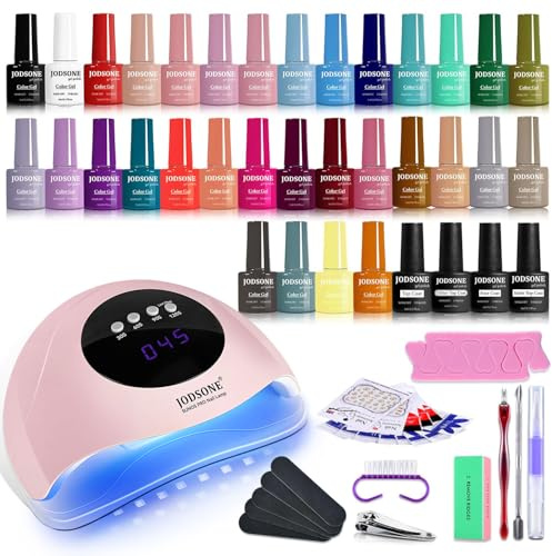 JODSONE Smalto Semipermanente Unghie, Stesso colore Stesso Bottiglia 32 Colori Gel Smalto Set Con Lampada Unghie LED UV, Ammollo Glitter Base Top Matte Manicure Salon Home DIY