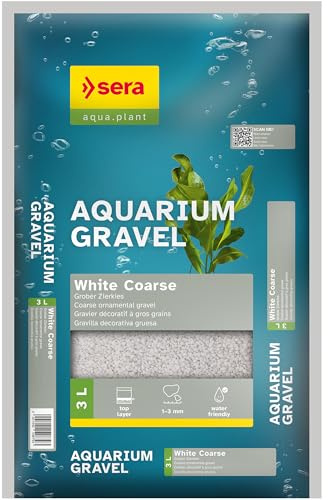 SERA Aquarium Gravel White Coarse 3 L | Sustrat pour Aquariums d’Eau Douce| pour Poissons, Silures et Crevettes | Aspect Naturel