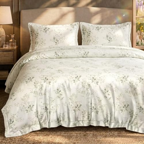 BOSALONI HOME - Juego de cama de matrimonio de 4 piezas – Funda nórdica 220 × 230, sábana 160 × 200 + 35 cm, 2 fundas de almohada 50 × 80 cm – Elegancia floral, tejido suave, fácil de lavar – Ramo