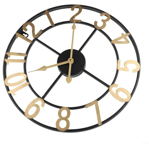 Vintage Metal Outdoor Wall Clock | Large Garden Patio with Silent Movement | Weather Resistant Decor for Porch Pool Farmhouse | For Easy Read Numbers | 34cm or 40cm(H)