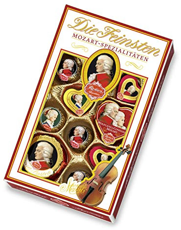 Reber, Die Feinsten, 12er Packung, Gemischte Kugeln aus Zartbitter- Alpenmich- Schokolade, Pasteten und Mozart Herz'l, Gefüllt mit Pistazien-Marzipan, Mandeln und Haselnuss-Nougat, 218g (12 Stück)