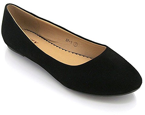 ESSEX GLAM New Womens Flat Pumps Ladies Glitter Ballet Ballerina Dolly Bridal Shoes Size (UK 8 EU 41, Black Suede)