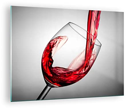 Quadro su Vetro Bere bicchiere vino Stampe da Parete in Vetro 70x50cm Quadri Moderni Soggiorno Camera da Letto Cucina 1 pezzo Piccoli Decorazione Murale Wall Art Grafica Immagini GAA70x50-2258