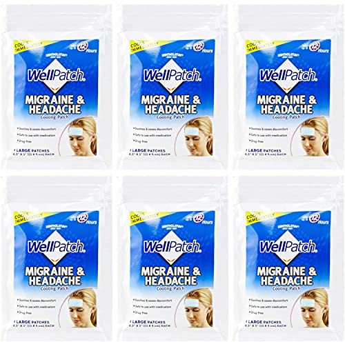 WellPatch Cooling Headache Pads, Migraine 4 Pads in a Pack. (Pack of 6)= 24pads