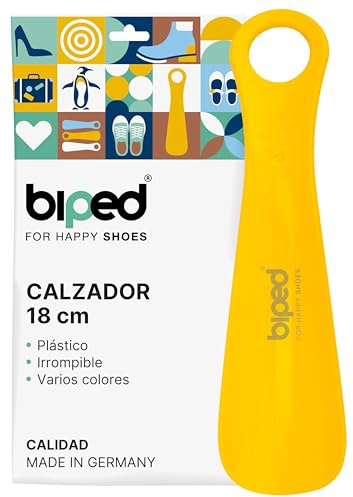 biped Calzador de plástico 18 cm – Calzador pequeño y ergonómico, ideal para viajes, niños y adultos – Calzador corto para zapatos fácil de usar z1560(amarillo)