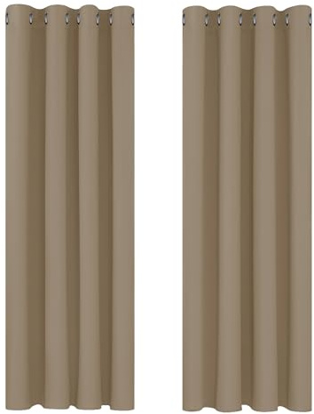 Deconovo Super Soft Thermal Insulated Eyelet Blackout Curtains for Bedroom 66 x 72 Inch Khaki 2 Panels