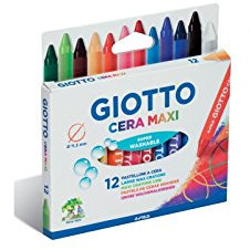 Giotto 949302 Bunte Wachsmalstifte Maxi-Grösse, 12 Stück