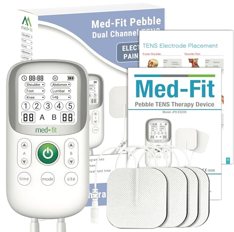 Med-Fit Dual Channel TENS Machine: 30 Programmes for Pain Relief - TENS Stimulation - Portable & Battery Operation