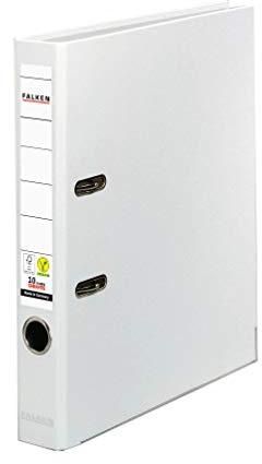 Original Falken PP-Color Kunststoff-Ordner. Made in Germany. 5 cm schmal DIN A4 weiß Ringordner Vegan Aktenordner Briefordner Büroordner Plastikordner Schlitzordner